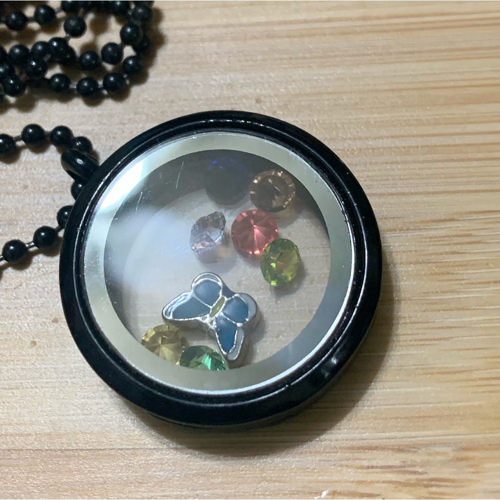 Beautiful black memory locket necklace
